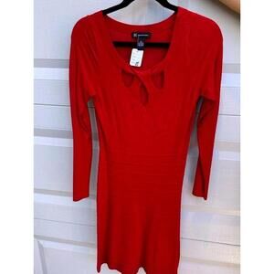 Red Long Sleeve Cutout Dress By INC